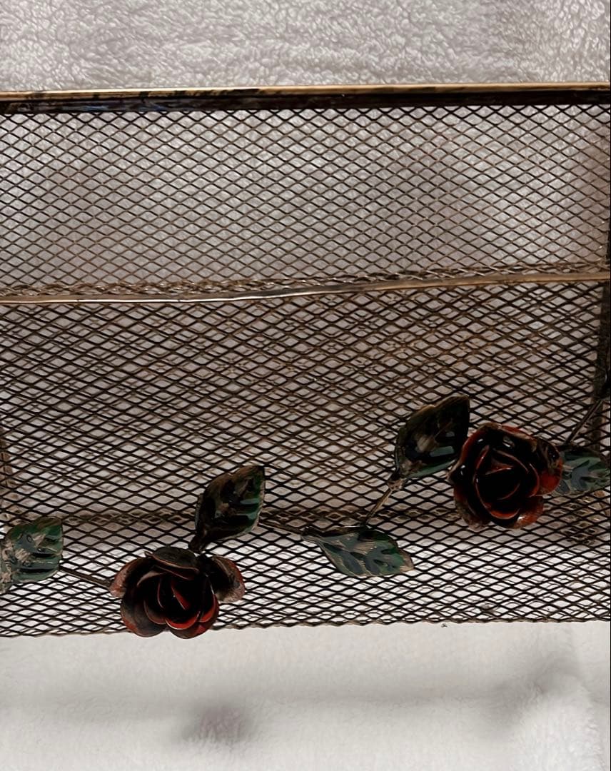 アンティーク 棚 スリッパラック　ヴィンテージ 花 レトロ 薔薇 インテリア