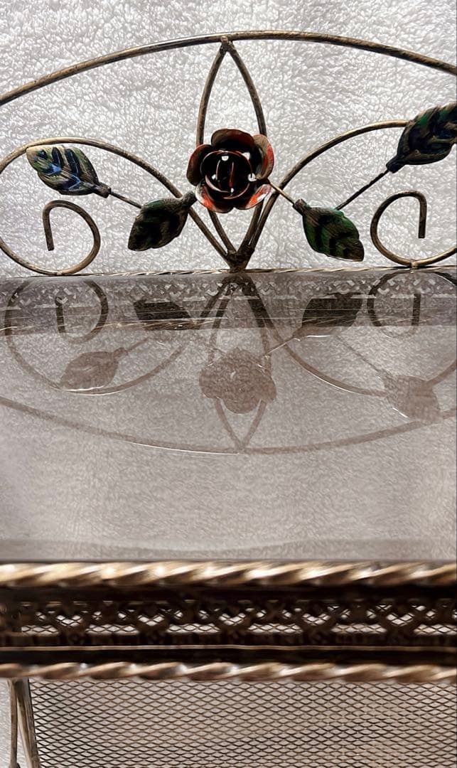 アンティーク 棚 スリッパラック　ヴィンテージ 花 レトロ 薔薇 インテリア