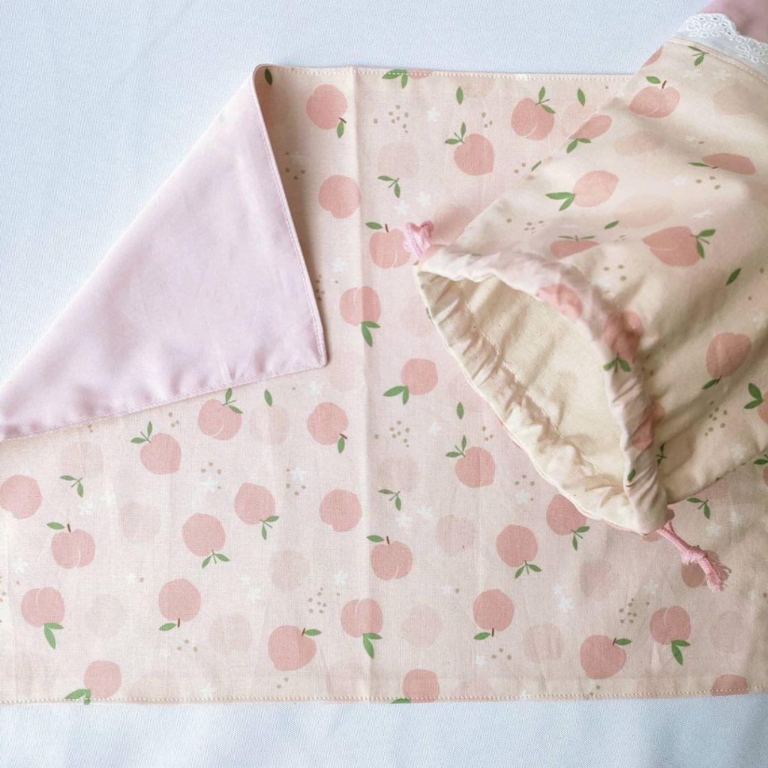 ハンドメイド チェリーブロッサム ランチョンマット&給食袋