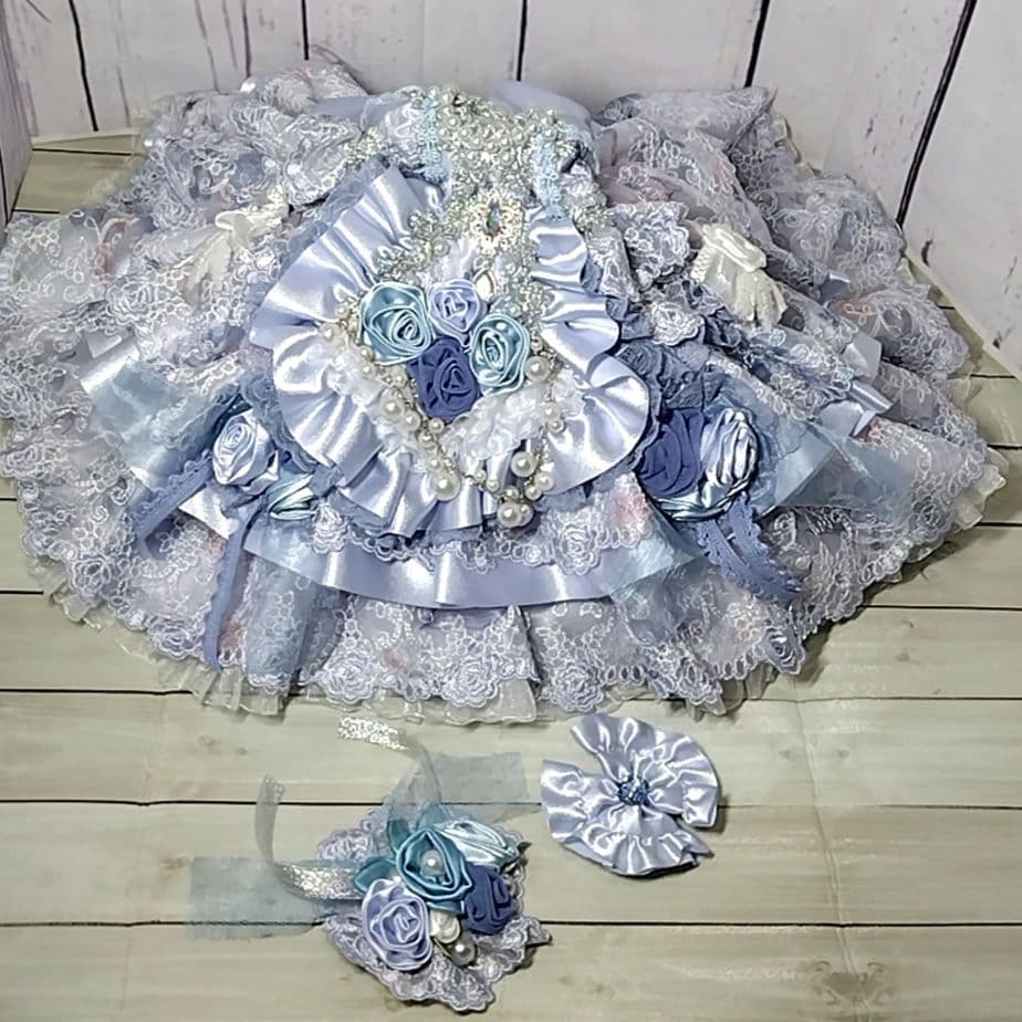 ハンドメイドのドレス。プーリップ等。　　ライトパープル