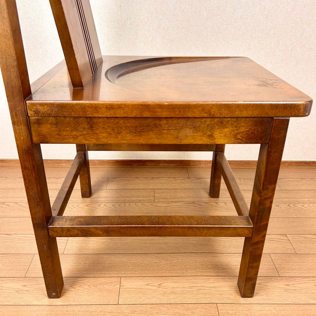 【希少】星野民藝 アームレスチェア 樺材 ダイニングハイバック 安楽椅子 その②