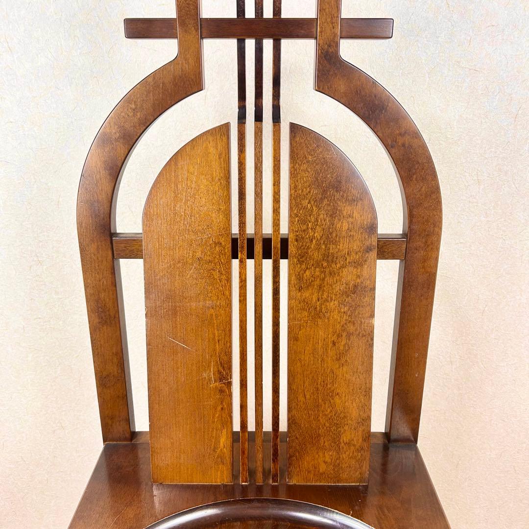 【希少】星野民藝 アームレスチェア 樺材 ダイニングハイバック 安楽椅子 その②