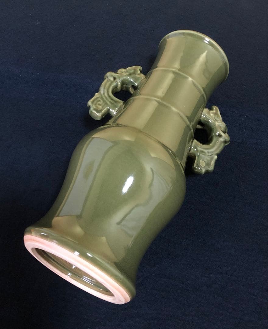 割引❗️《R》天龍寺青磁 耳付花生 加藤渓山 陶歴 共布 共箱 260227こ2