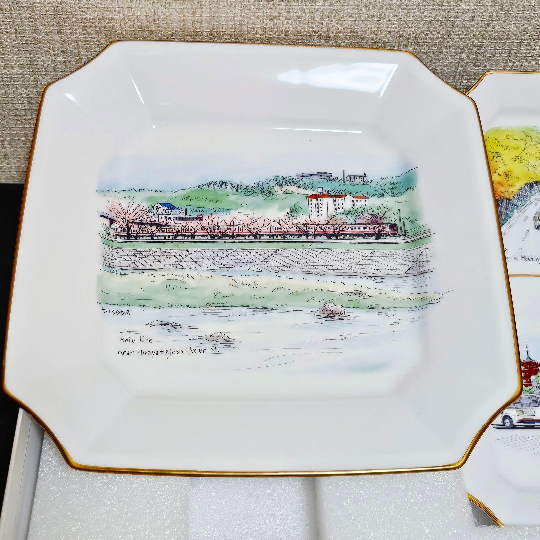 ノリタケ 京王電鉄 50周年記念 角皿 6枚セット 鉄道ファン noritake