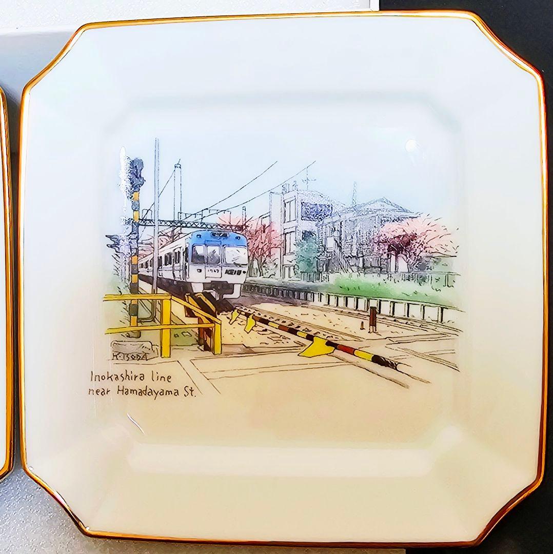 ノリタケ 京王電鉄 50周年記念 角皿 6枚セット 鉄道ファン noritake