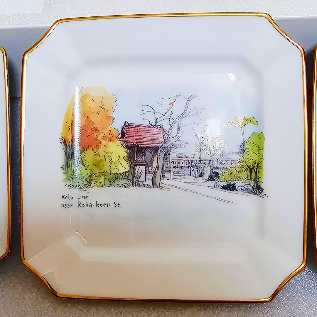 ノリタケ 京王電鉄 50周年記念 角皿 6枚セット 鉄道ファン noritake