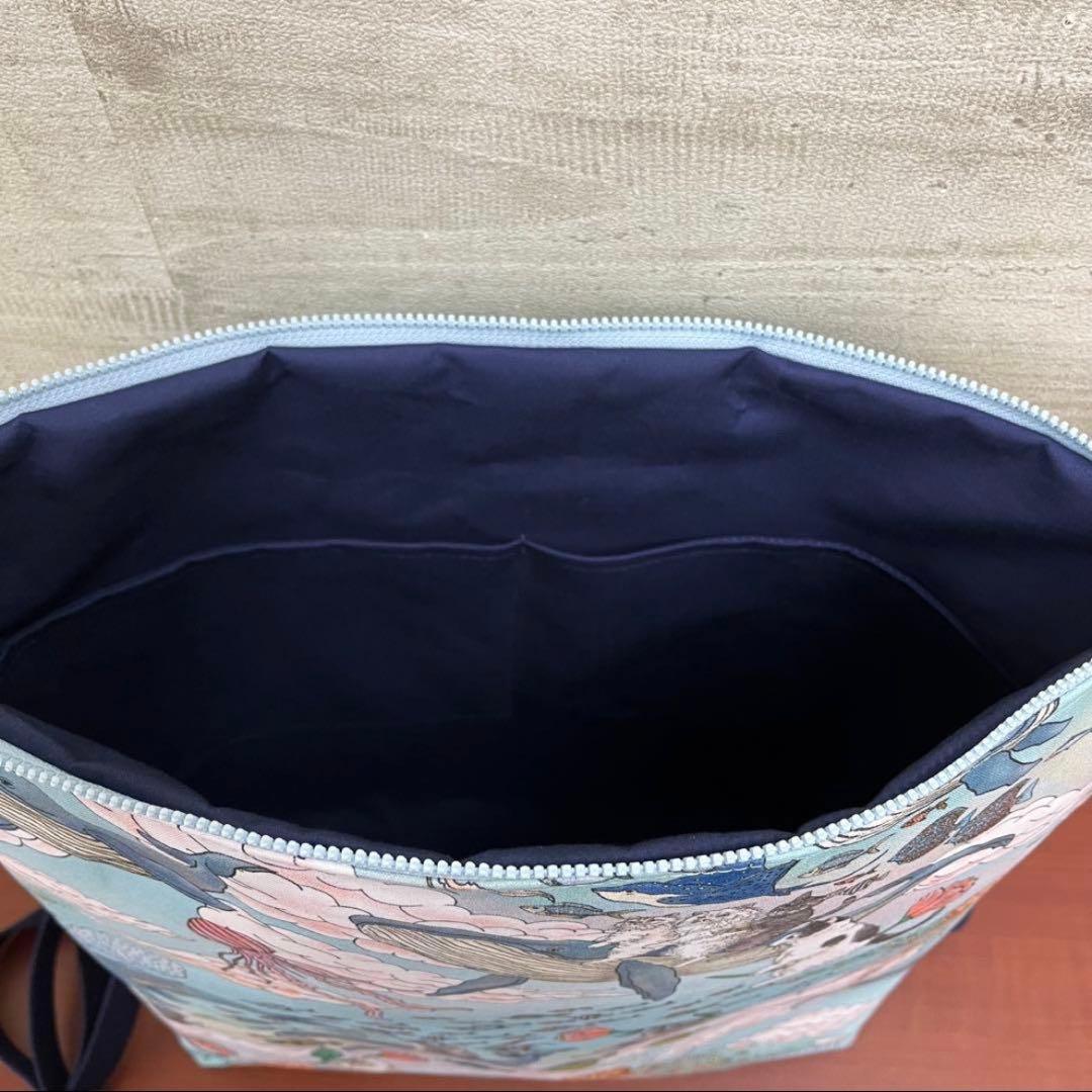 おとぎの国の猫と仲間たちハンドメイド　A4サイズリュック＆18㎝ポーチセット