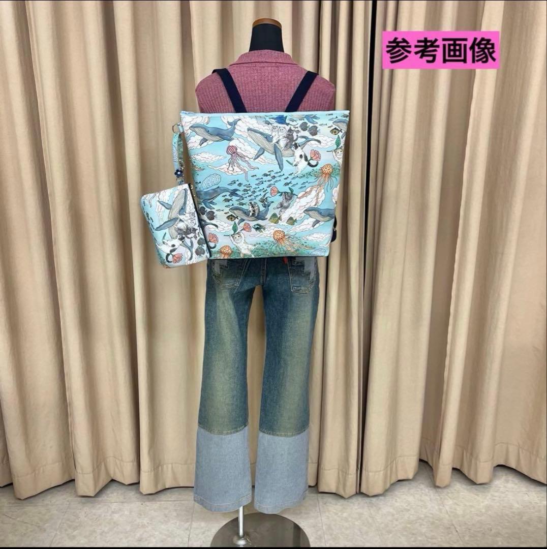 おとぎの国の猫と仲間たちハンドメイド　A4サイズリュック＆18㎝ポーチセット