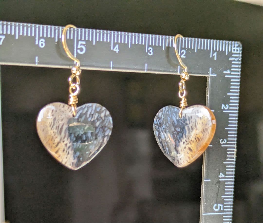 14kgf 　パームルート 　♡　ハート　 珪化木　アゲート