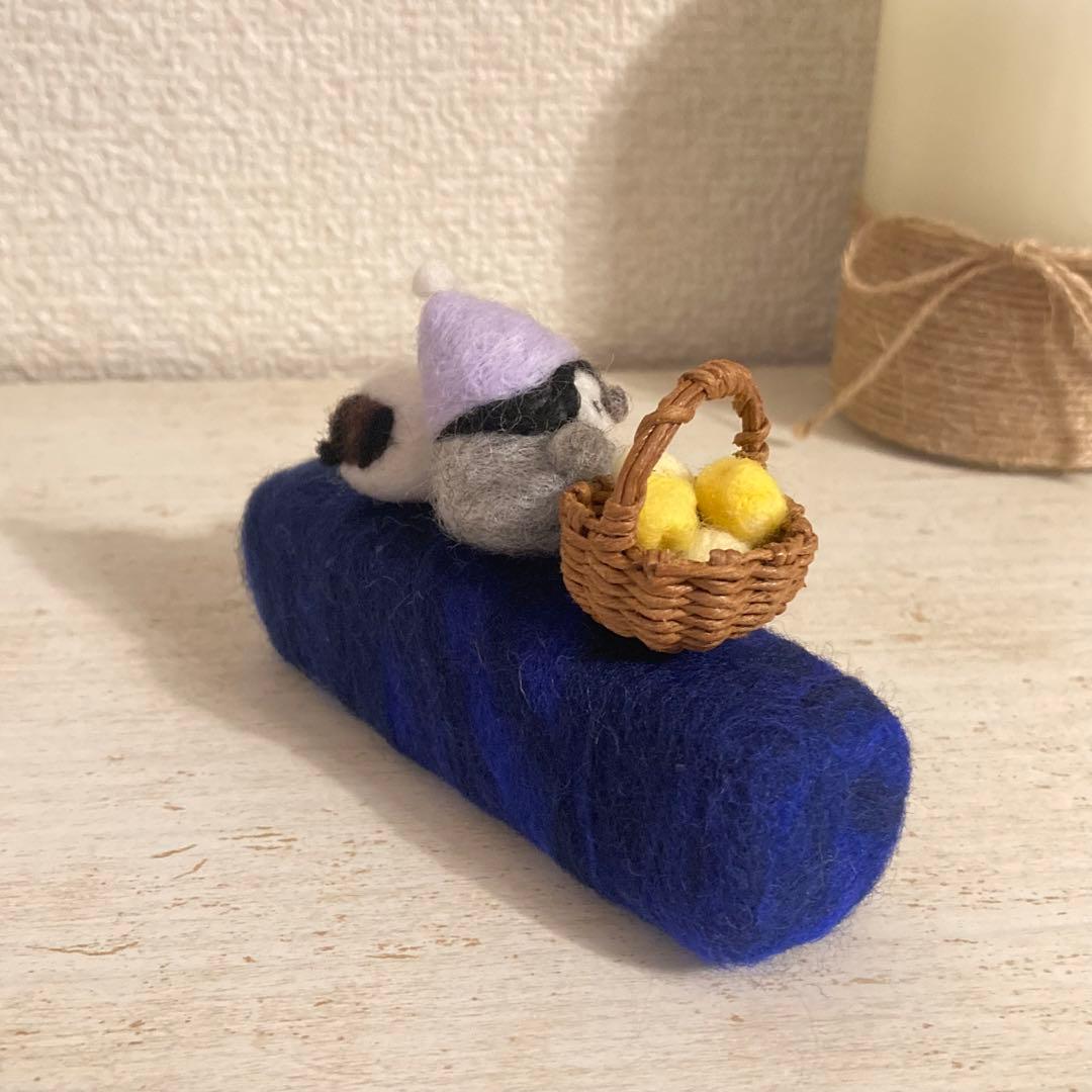 星を集めるペンギンさんとシマエナガさんのウェルカムインテリア　羊毛フェルト