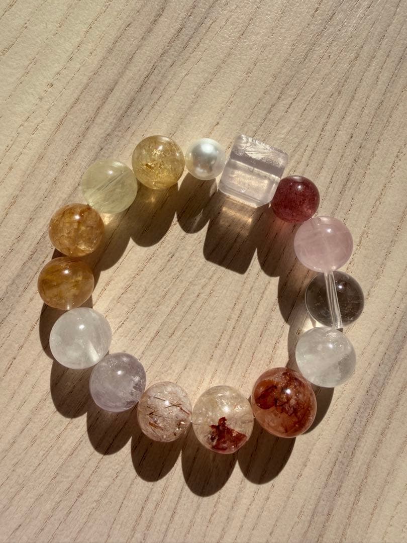 天然石 ミックスブレスレット 12mm 金運 恋愛運 お守り