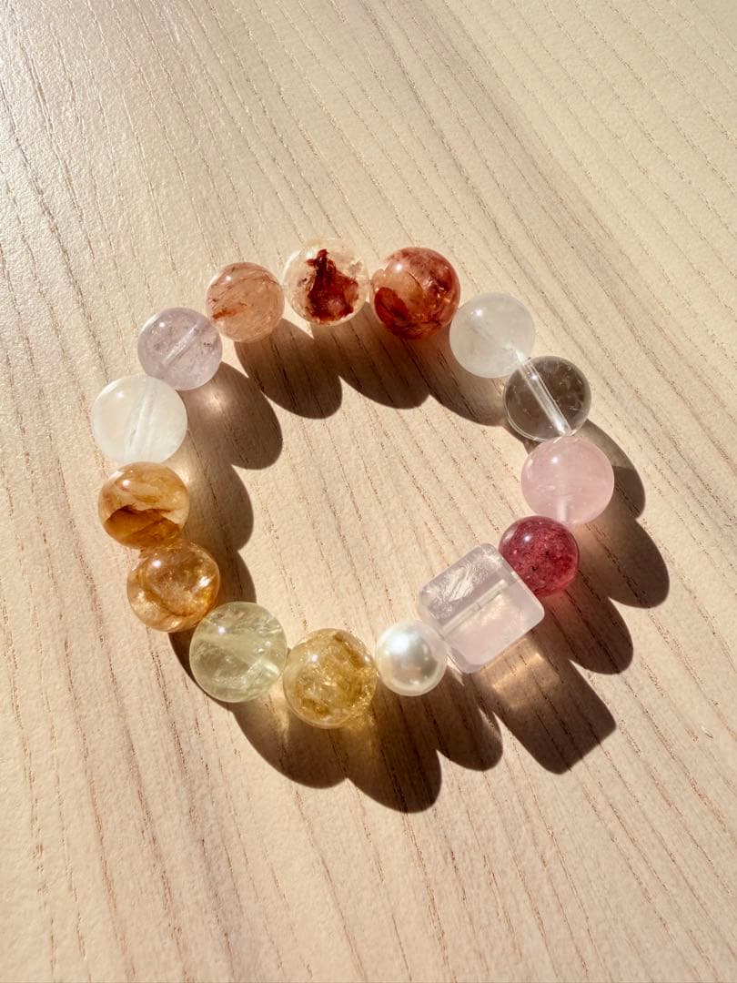 天然石 ミックスブレスレット 12mm 金運 恋愛運 お守り