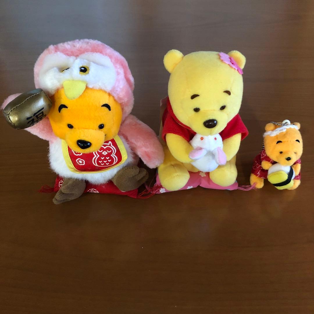 ぬいぐるみ、ぬいぐるみキーホルダー　くまのプーさん（フクロウ等）【３個セット】