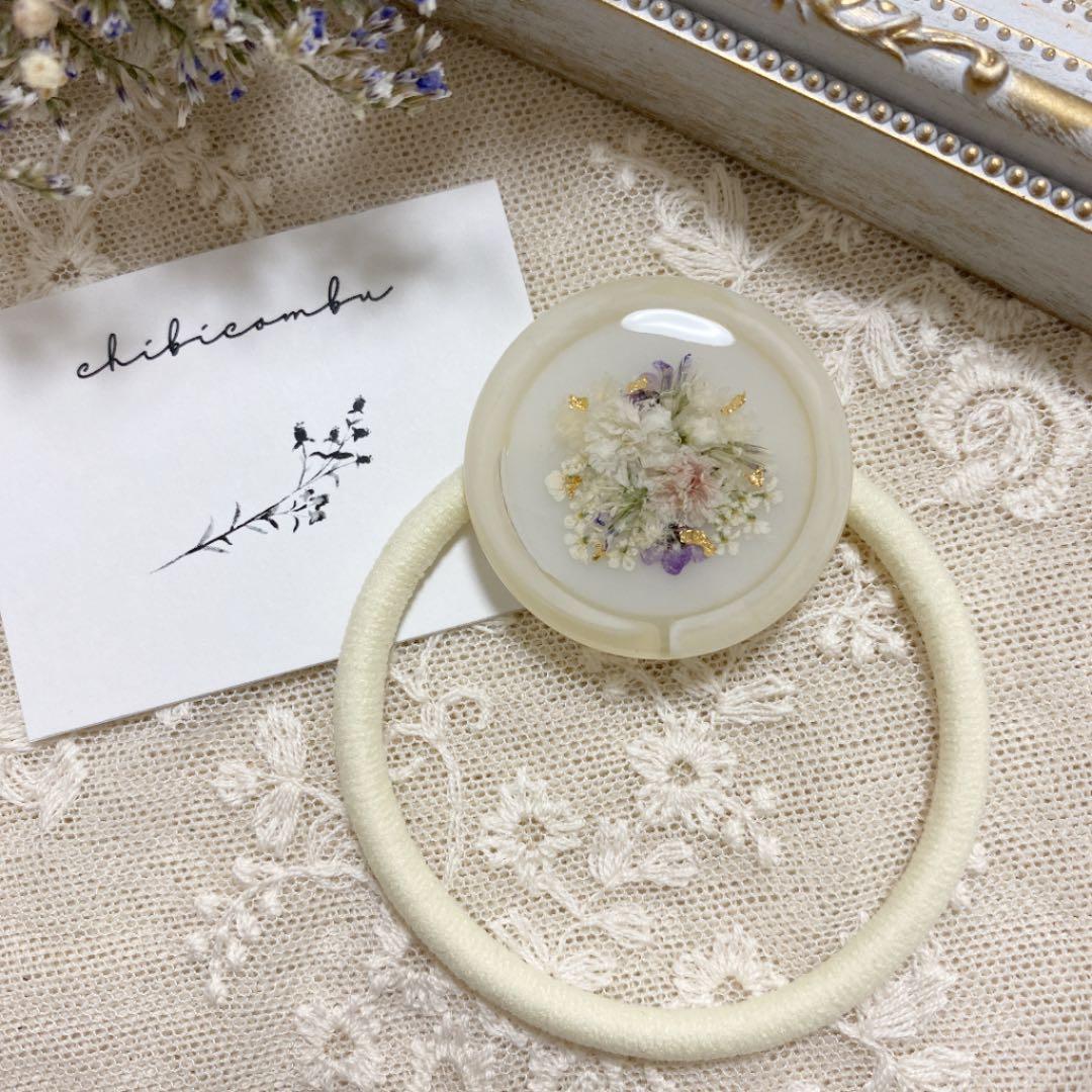 ハンドメイド　レジン　お花　ヘアゴム　ポニーフック　ブローチ　no.136