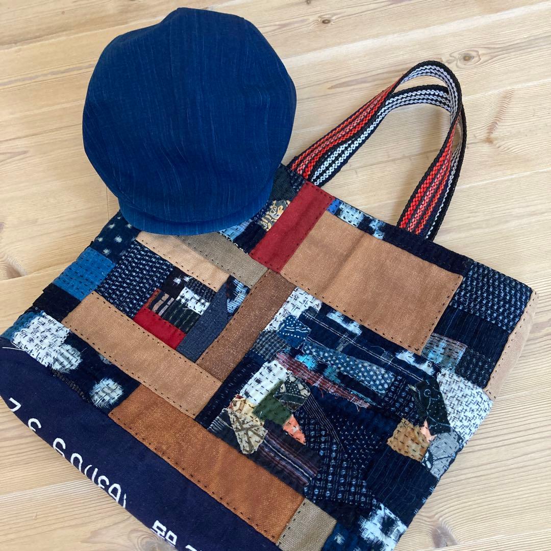 古布　襤褸　昭和レトロ　帆前掛　唐草の風呂敷　酒袋　藍染絣　トートバッグ
