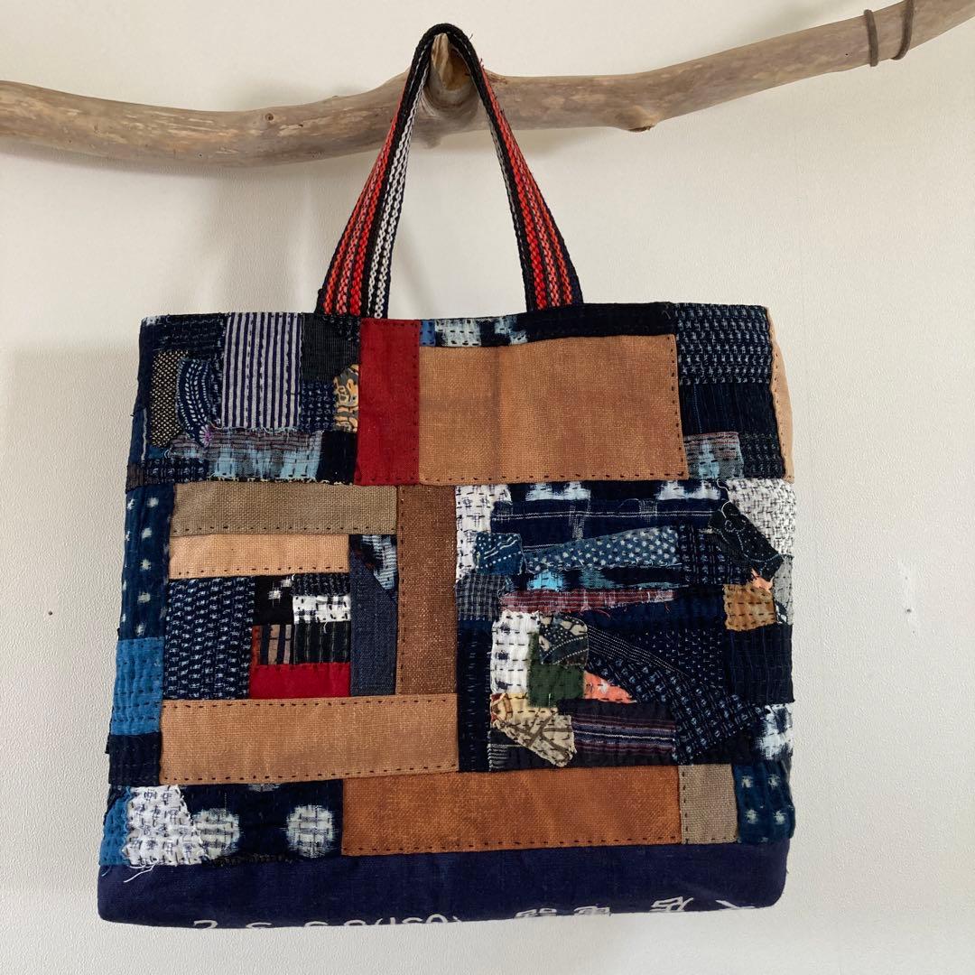 古布　襤褸　昭和レトロ　帆前掛　唐草の風呂敷　酒袋　藍染絣　トートバッグ