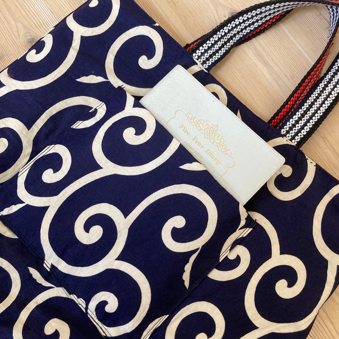 古布　襤褸　昭和レトロ　帆前掛　唐草の風呂敷　酒袋　藍染絣　トートバッグ