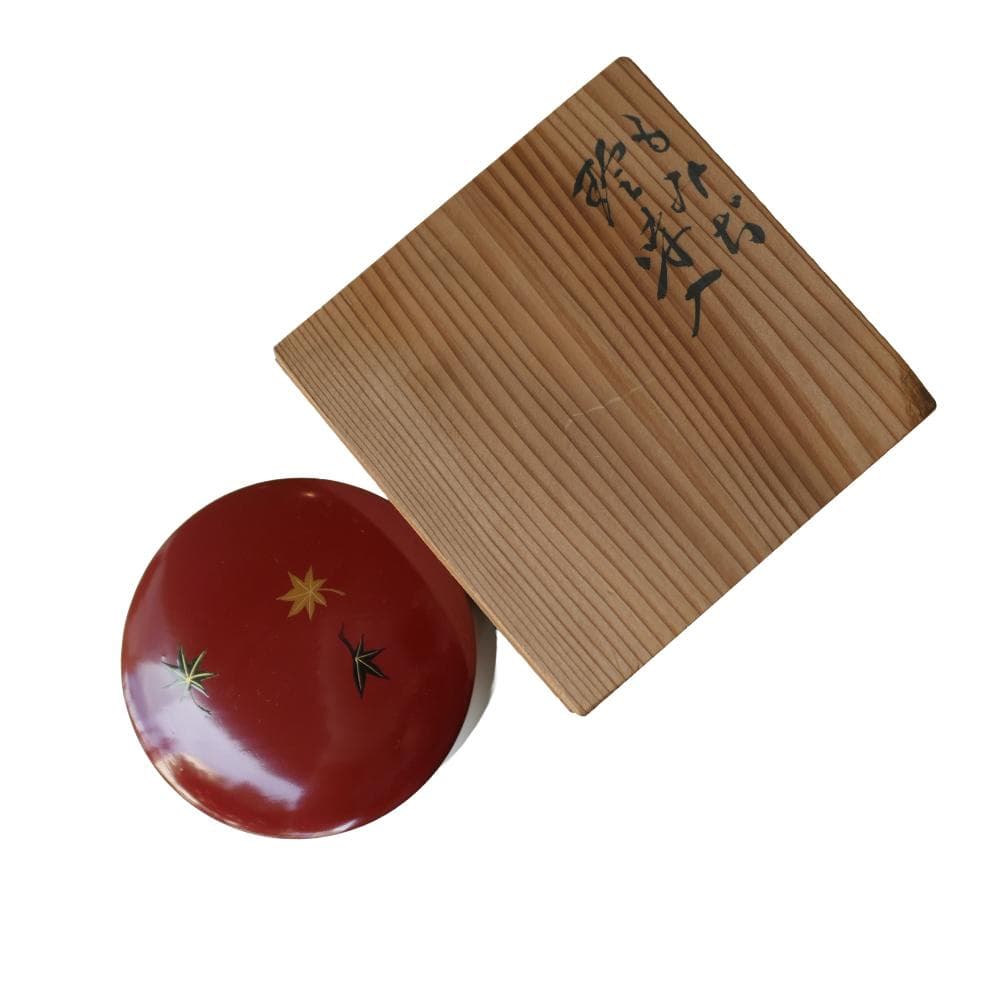 3段珍味入れ 山中塗り 欅くりぬき 直径9cm 高さ10cm もみじ柄 送料無料
