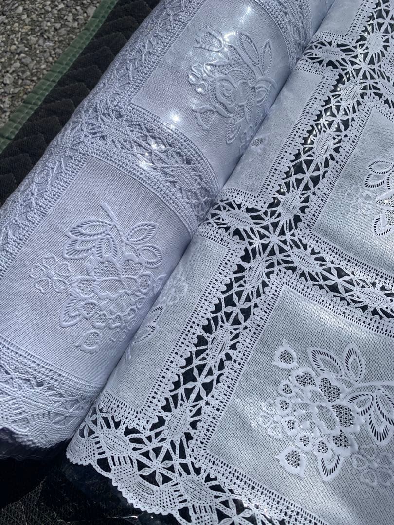 S4 未使用　保管品 ホワイトレーステーブルクロス 120幅　15m