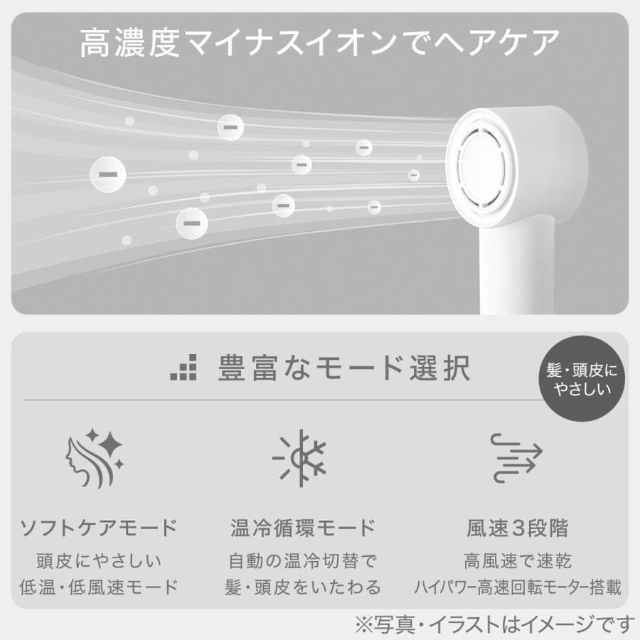 ニトリ 高濃度マイナスイオンヘアケアドライヤーNY281WH ホワイト