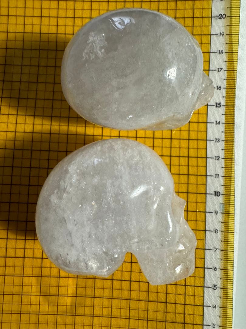 天然水晶　手彫り　髑髏　スカル2体