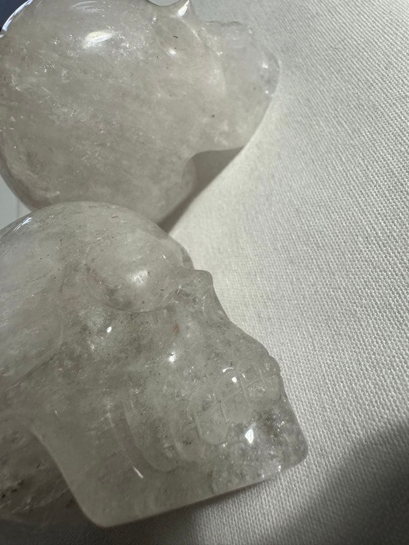 天然水晶　手彫り　髑髏　スカル2体