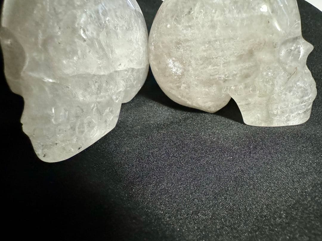 天然水晶　手彫り　髑髏　スカル2体