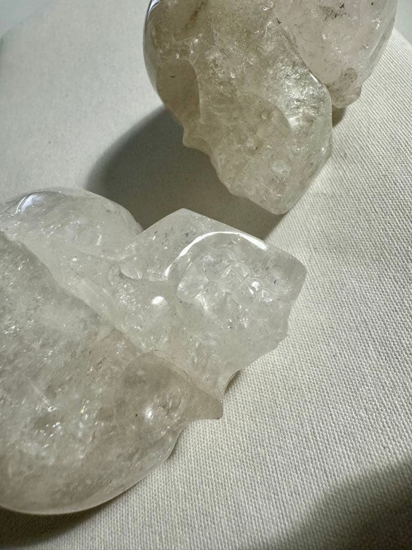 天然水晶　手彫り　髑髏　スカル2体