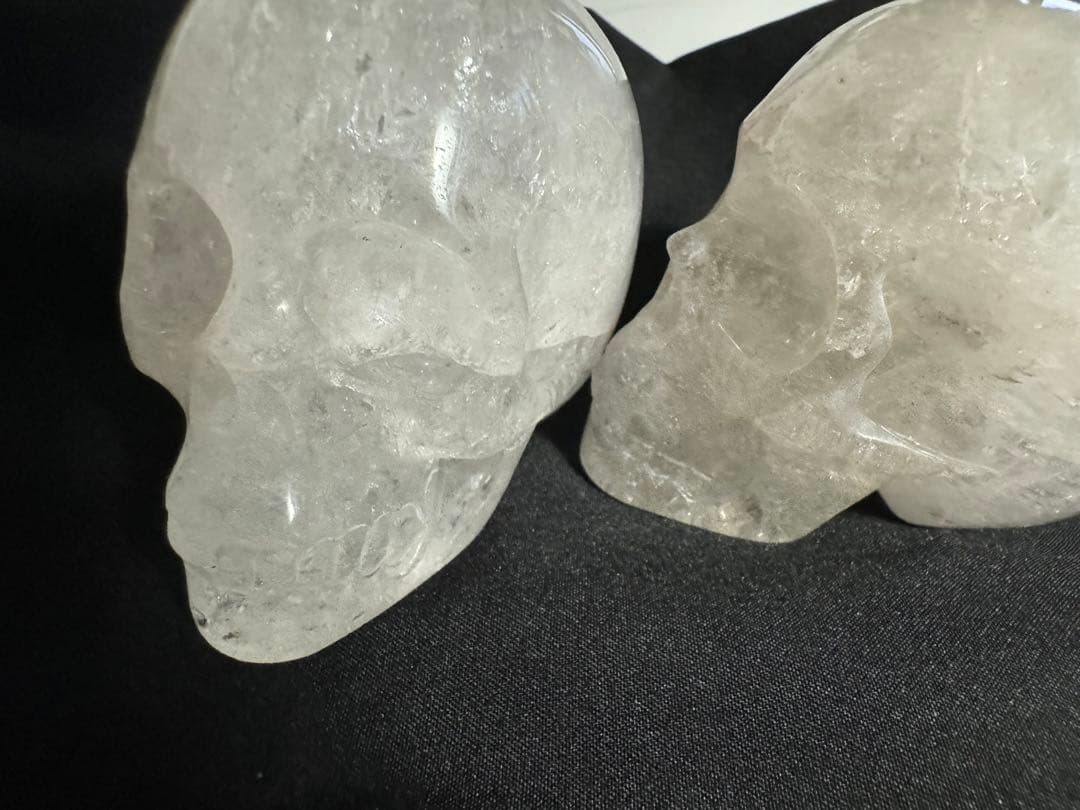 天然水晶　手彫り　髑髏　スカル2体