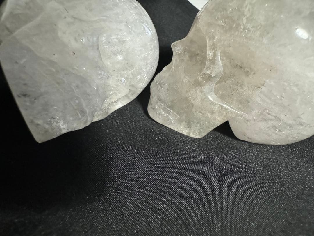 天然水晶　手彫り　髑髏　スカル2体