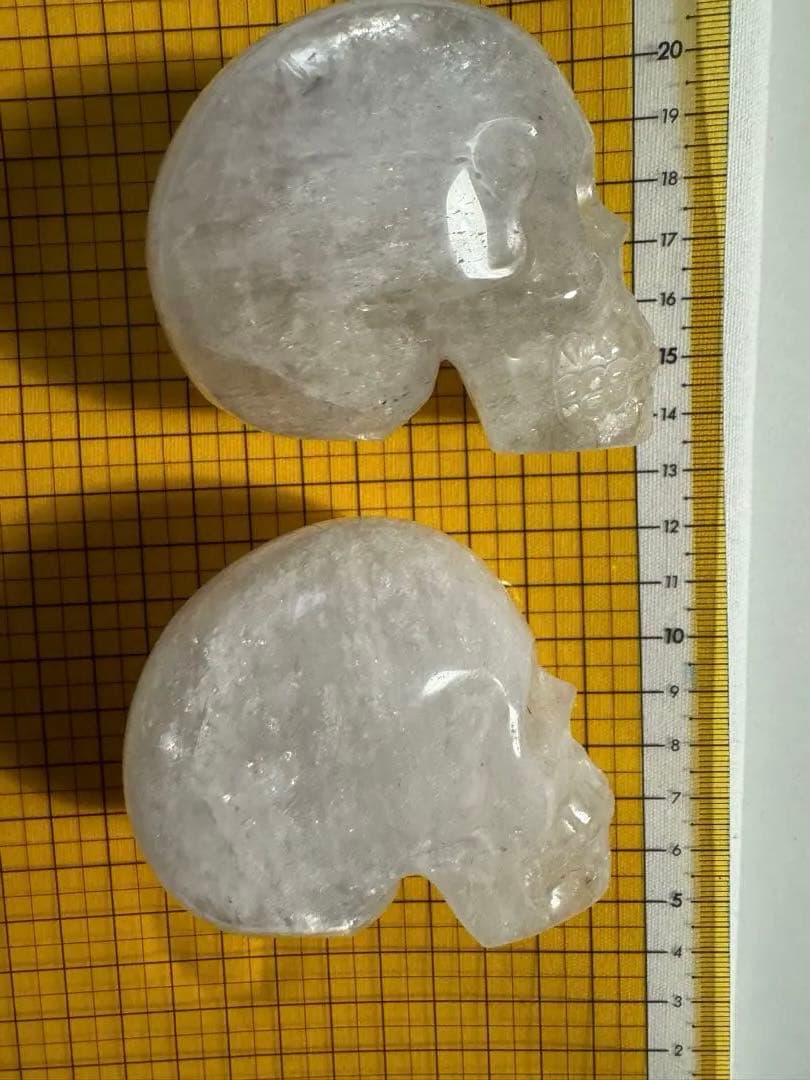 天然水晶　手彫り　髑髏　スカル2体