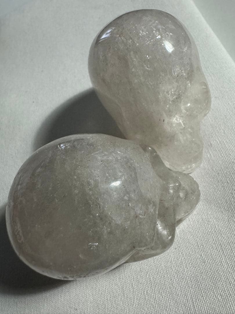 天然水晶　手彫り　髑髏　スカル2体