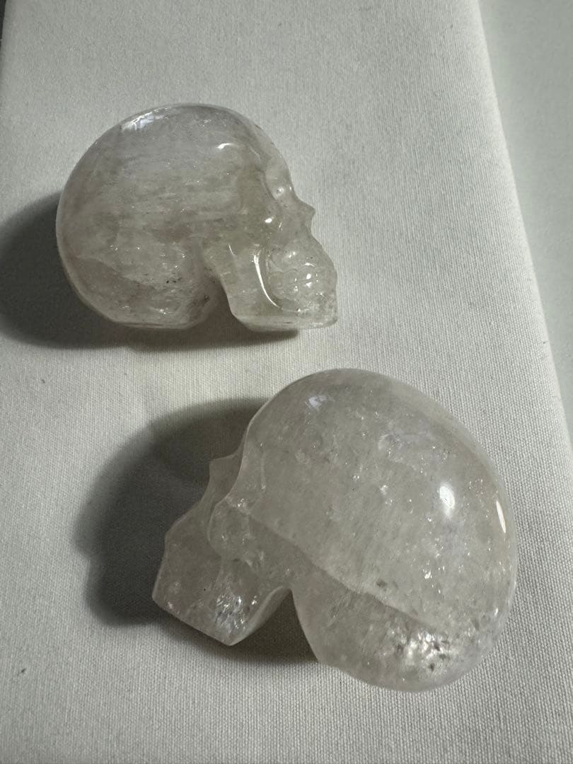 天然水晶　手彫り　髑髏　スカル2体