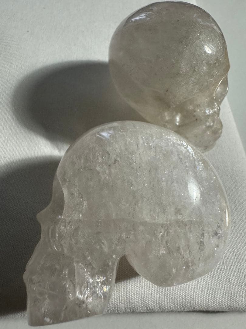 天然水晶　手彫り　髑髏　スカル2体