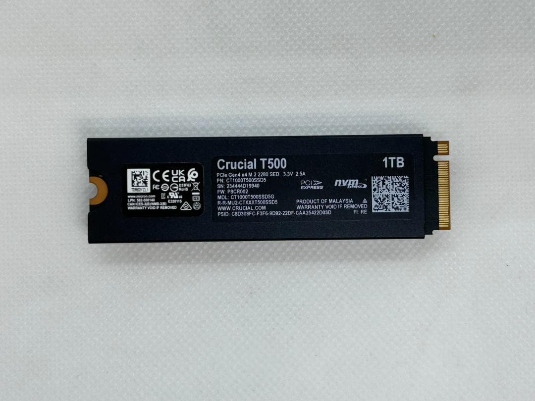 Crucial T500 1TB Gen4 NVMe M.2 内蔵型 SSD