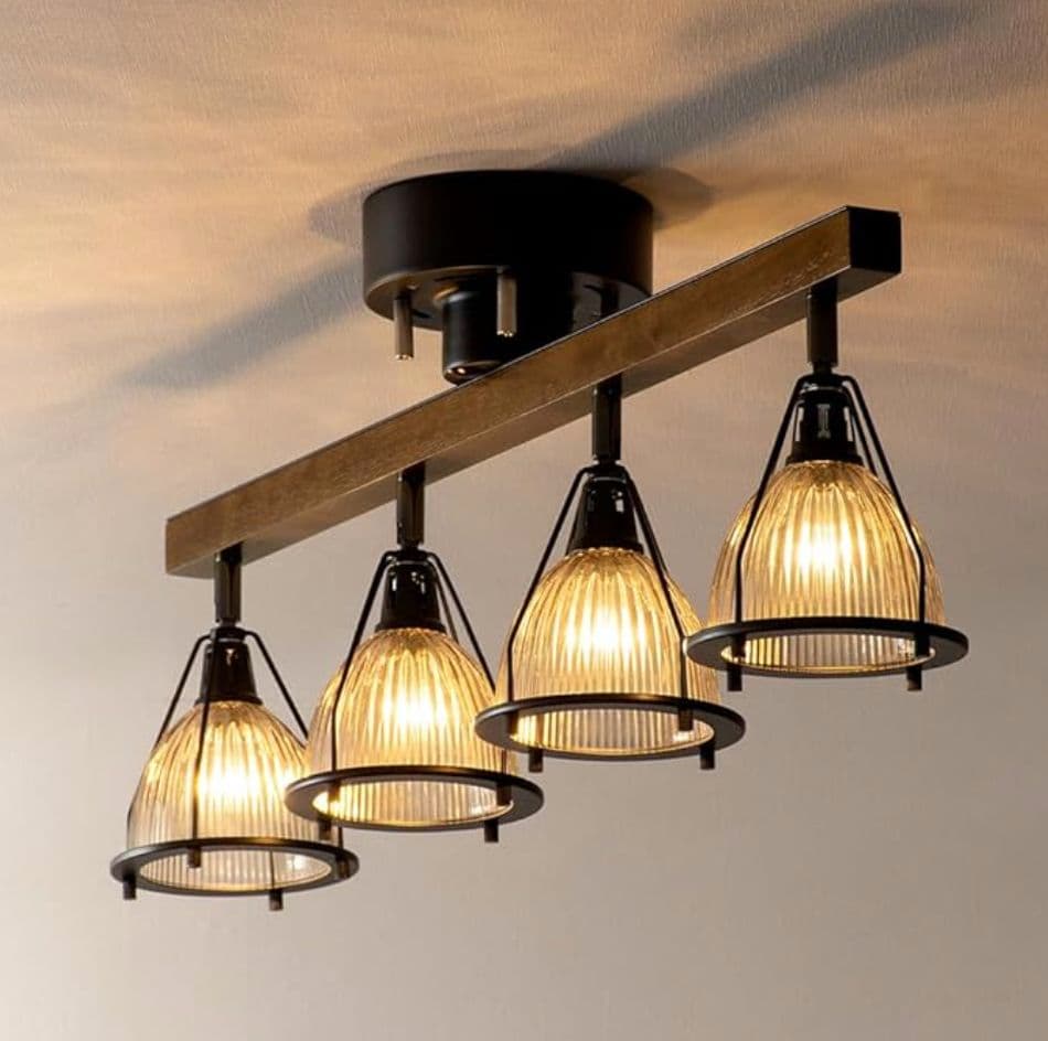 【美品】4灯シーリングライト JUKE ブラック（LED電球付き）