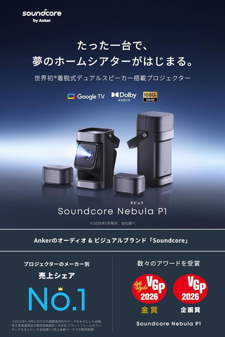 プロジェクター Anker Soundcore Nebula P1