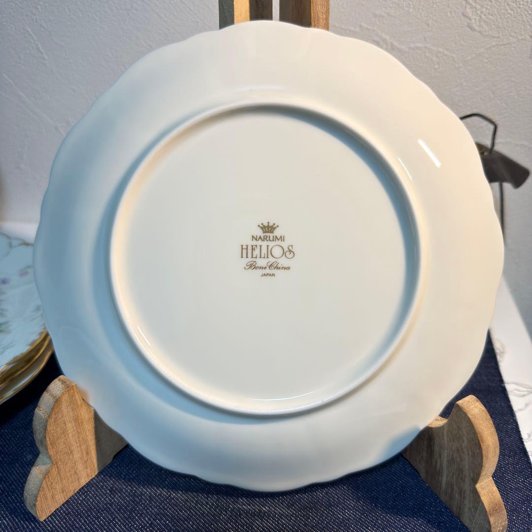 ナルミ ボーンチャイナ ヘリオス ケーキ皿 6枚 19cm 刷毛目金彩 希少
