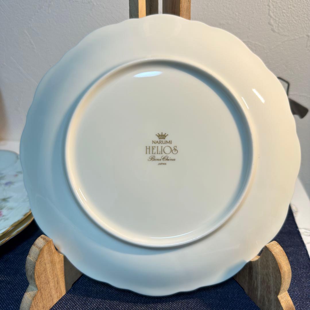 ナルミ ボーンチャイナ ヘリオス ケーキ皿 6枚 19cm 刷毛目金彩 希少