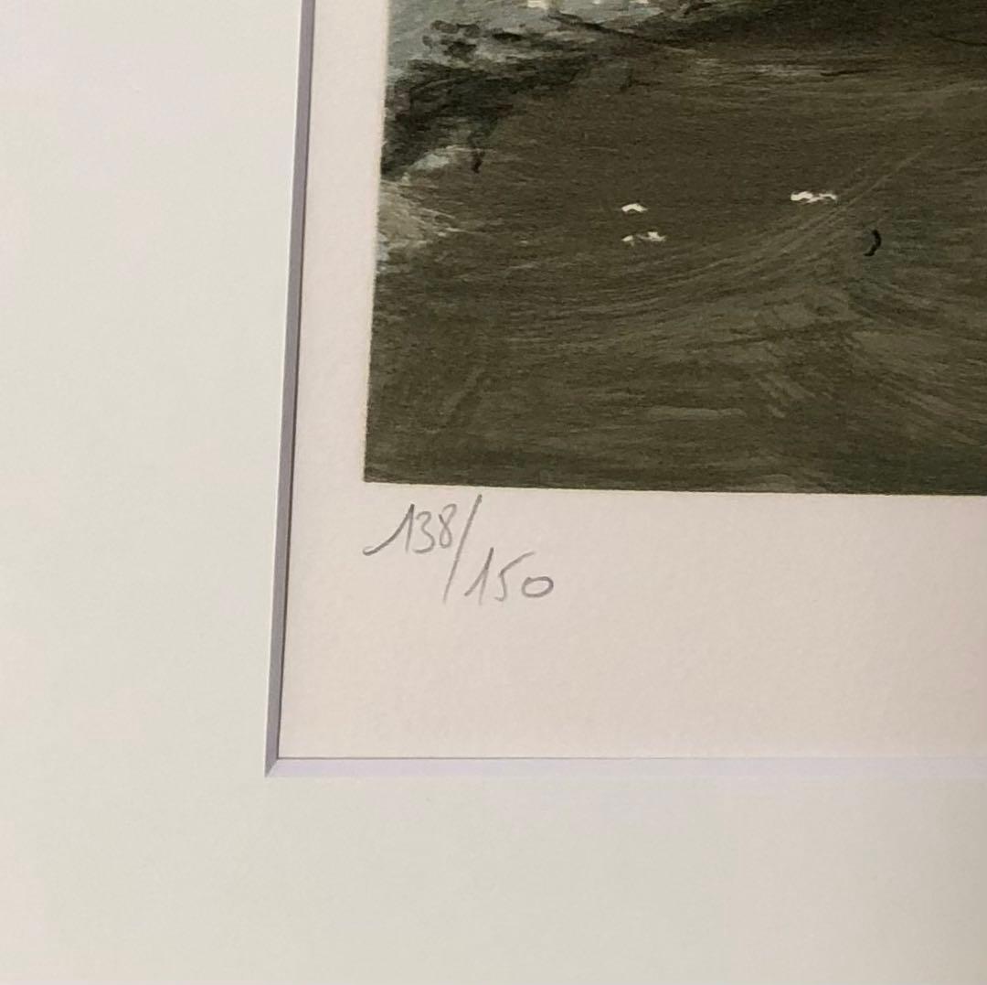 大型額装絵画 ジョルジェ・ラポルト 波の三重奏 リトグラフ 作品保証書付き