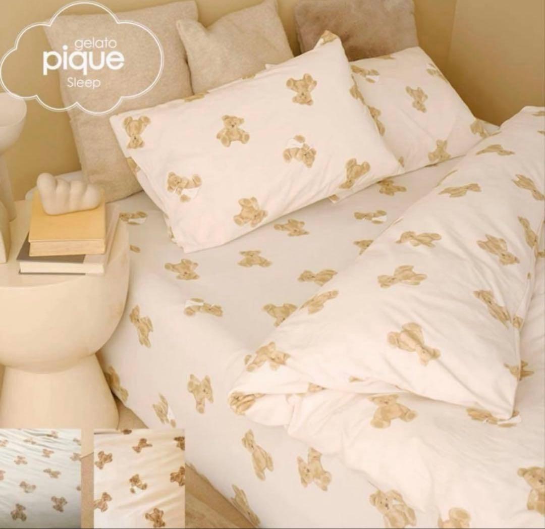 ジェラピケ　寝具3点セット　ベア柄　シングルサイズ　　新品　ベッドリネン