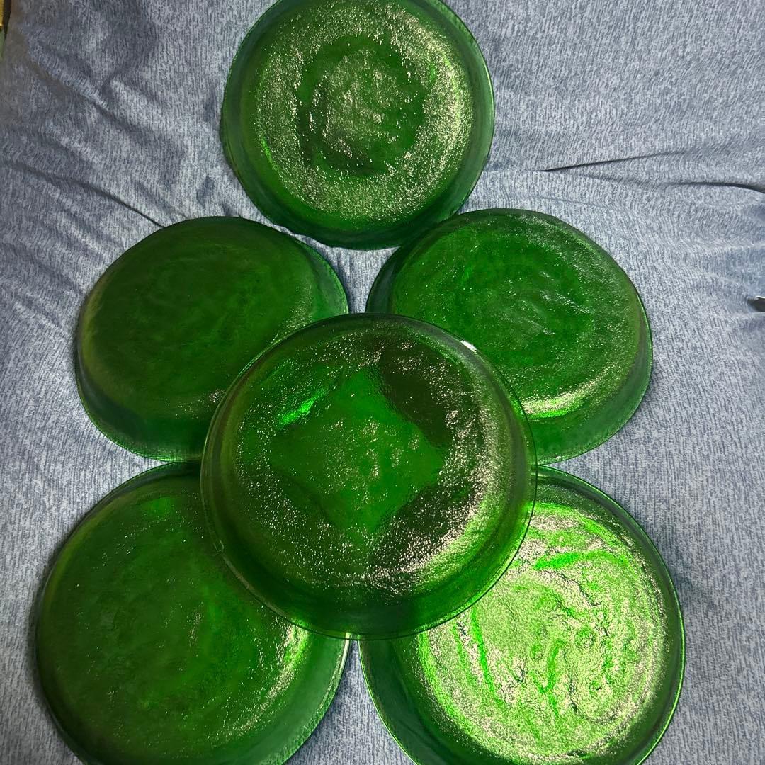 アンティーク アルコロック Sierra フランス製 ボウル 緑6枚 茶色皿1枚