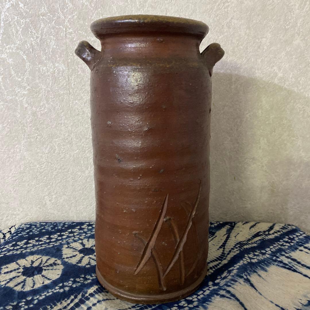 人間国宝　金重陶陽　備前　花瓶