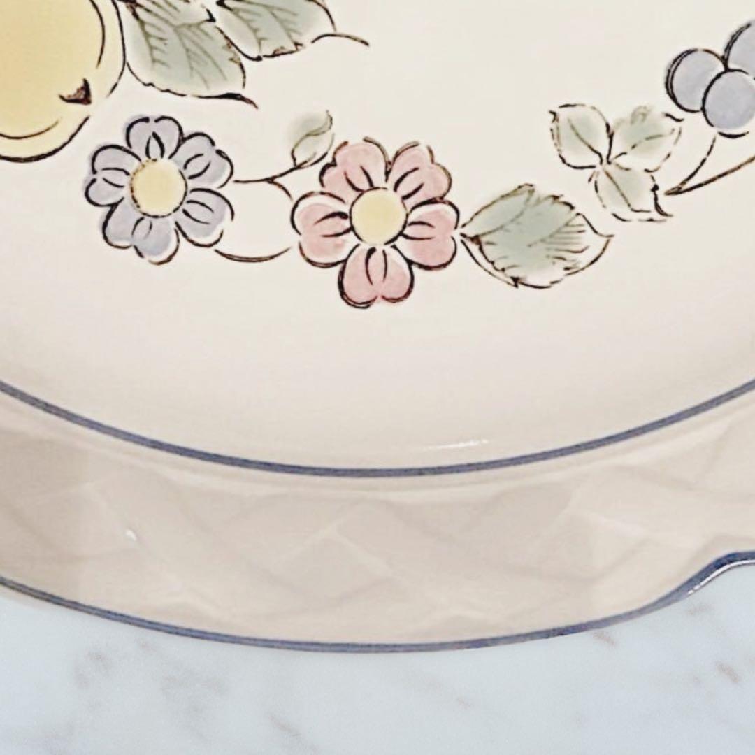 【新品★2枚セット】レトロ 花柄イラスト 大皿 27センチ★レンジ.オーブン対応