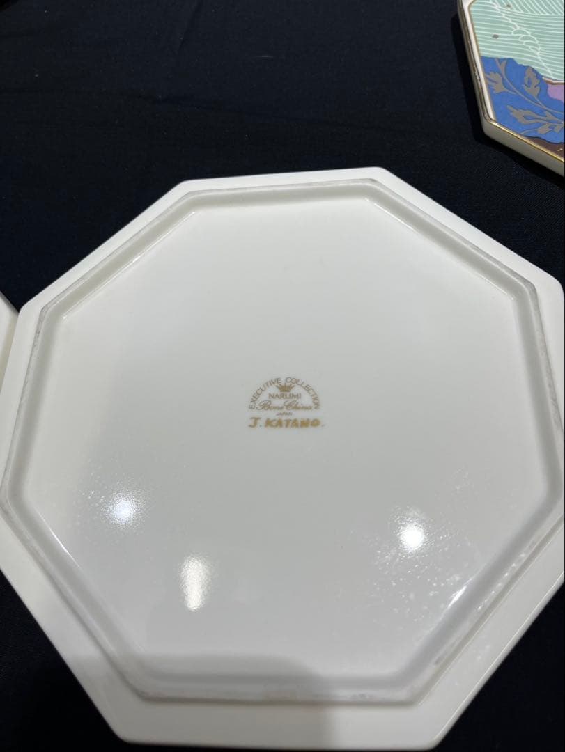 ナルミ ボーンチャイナ 八角皿 10枚セット J.KATANO 金彩
