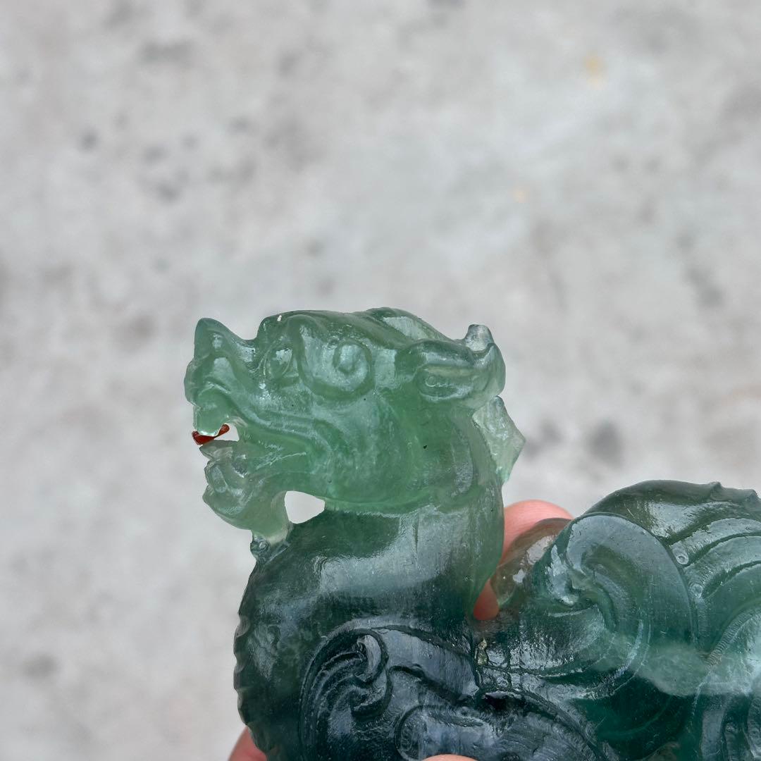 天然石フローライトの貔貅　置物　ご購入前に在庫確認必要G.831