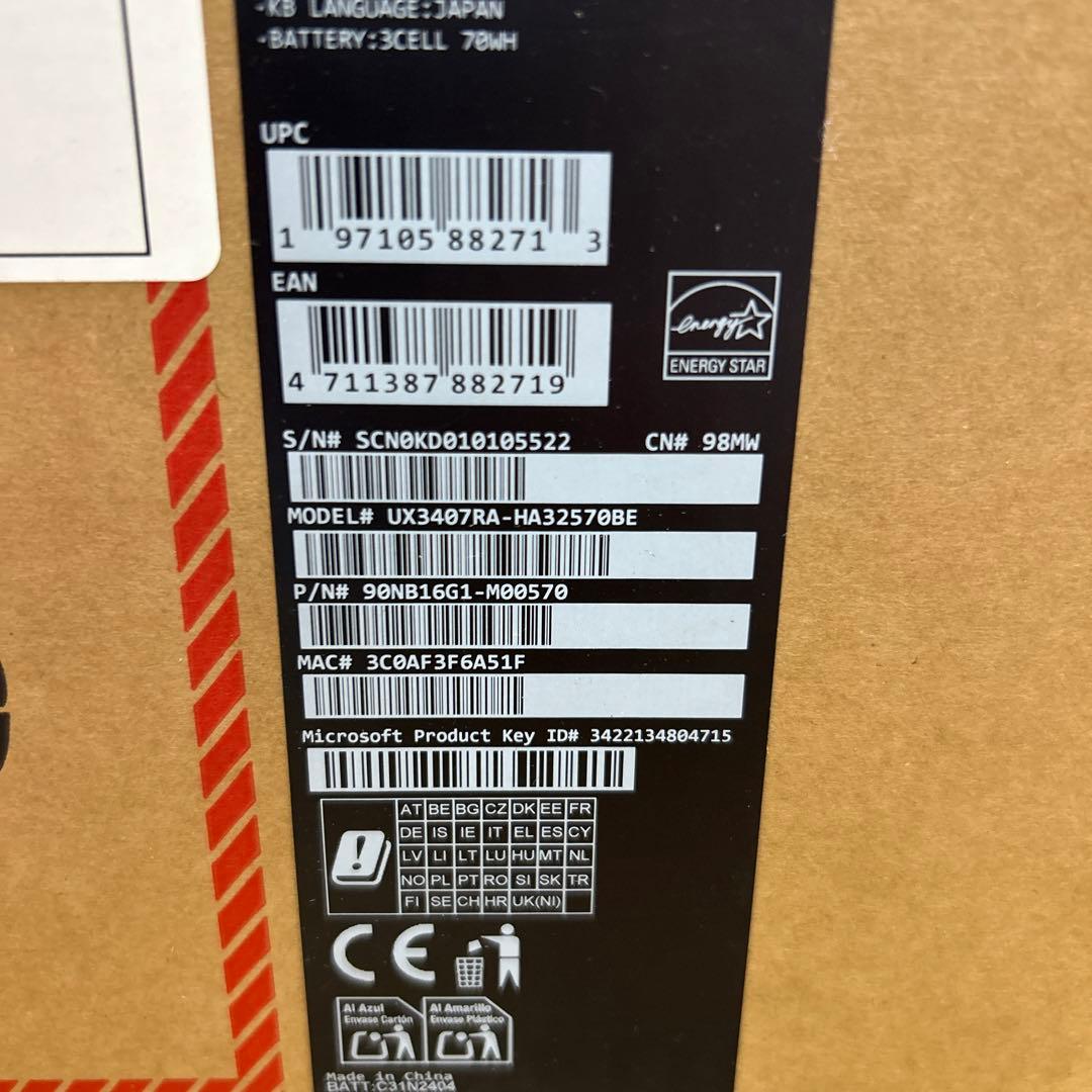 ASUS ノートパソコン UX3407R メモリ32GB SSD 512GB