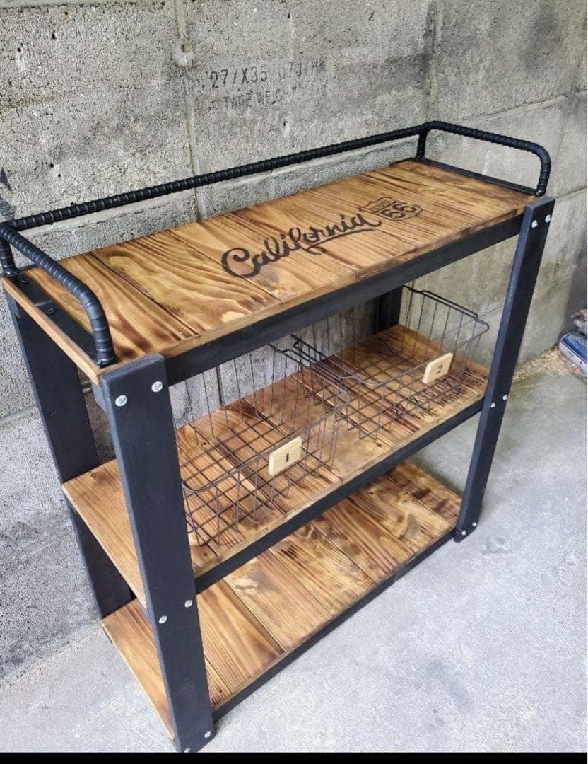 【かごつき】男前インテリア　棚　２台　植物　多肉植物　インダストリアル 0210