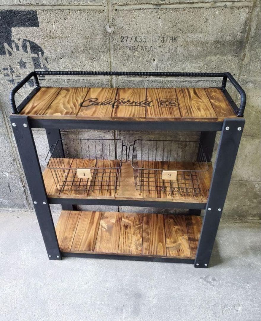 【かごつき】男前インテリア　棚　２台　植物　多肉植物　インダストリアル 0210