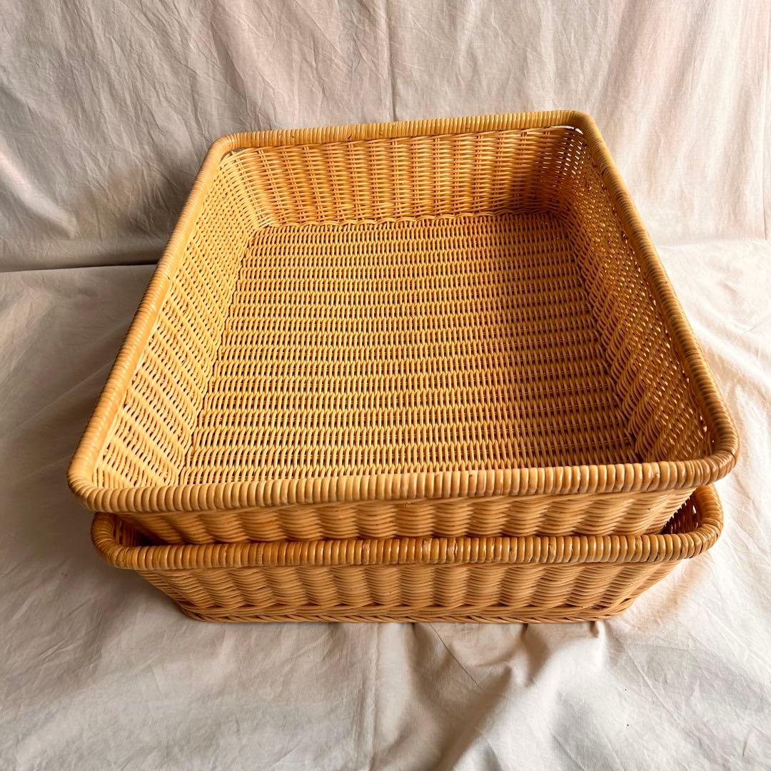 【新品】籐製 長方形バスケット 大型サイズ　2個セット‼️ラタンカゴ